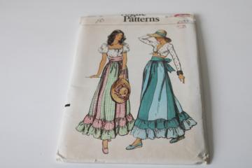 70s vintage Vogue pattern, long ruffled skirt w/ tied bow waist, hippie meets love shack fancy style! 